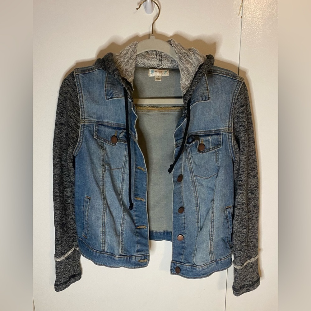 Love Fire Womens Denim Hoodie, Medium